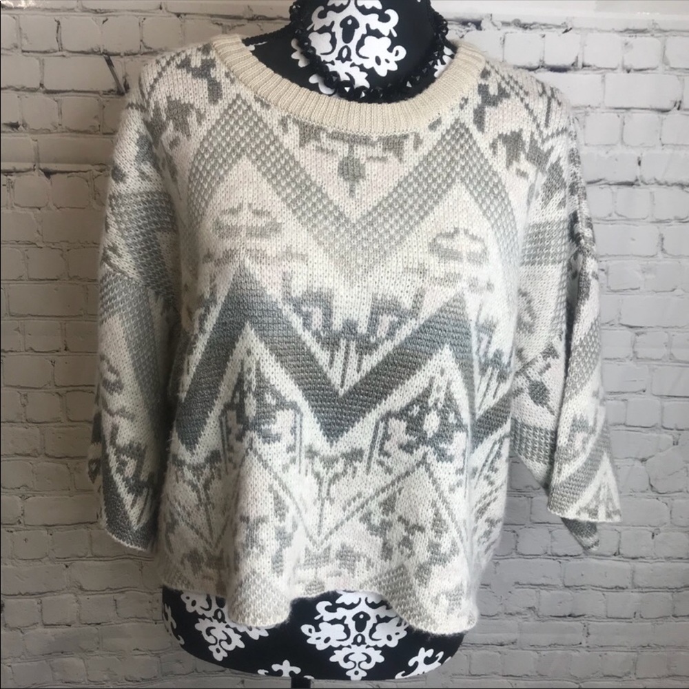 Free People Atzec white sweater